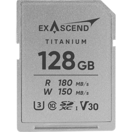 Exascend EX128GSDU1-M Titanium - karta pamięci, 128GB, SDXC (UHS-I, V30, U3, C10, R180/W150)